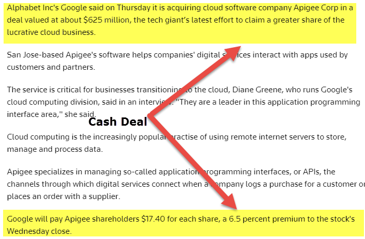apigee cash acquisition by google