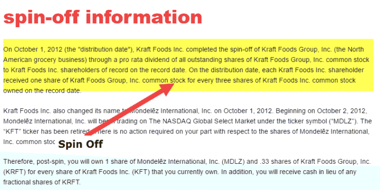 Spin Off Document Example Spin off vs Split Off - Same or Different?
