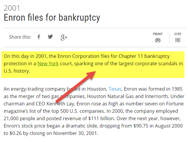 Enron Chapter 11 Bankruptcy