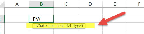 PV - Financial Functions in Excel