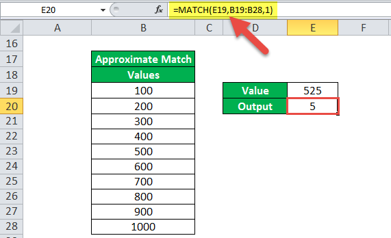 MATCH Function Example 2