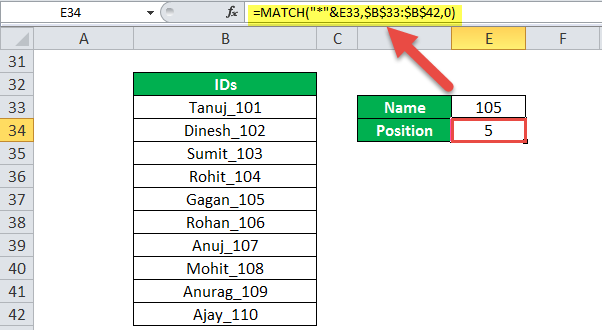MATCH Function Example 3