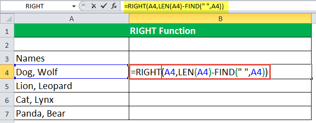 RIGHT Function Example 4-1