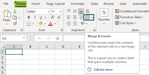 Excel Formulas - Merger & Center