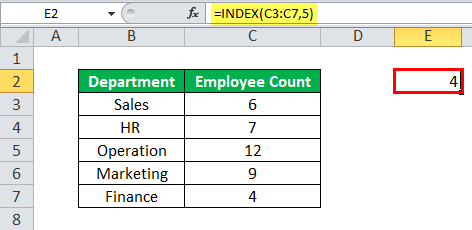 INDEX Function Example 1 1 1