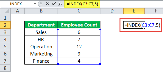 INDEX Function Example 1