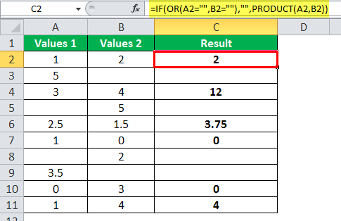 PRODUCT Function example 3