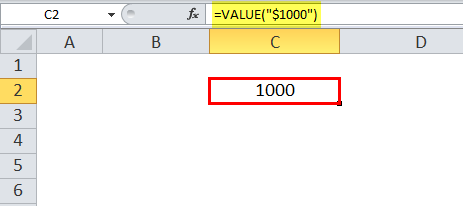 VALUE function Excel Example 1
