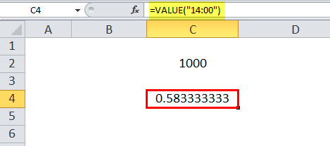 VALUE function Excel Example 2