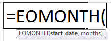 EOMONTH Formula in Excel