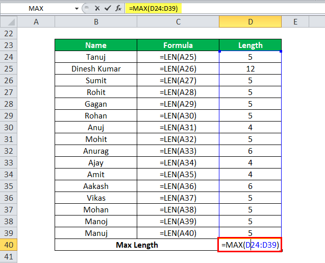 MAX Function in Excel - Example 4