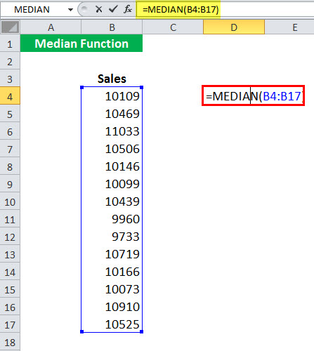 MEDIAN Function Example 1-1