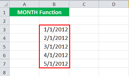 MONTH in Excel Example #1