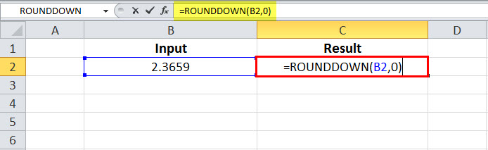 ROUNDDOWN Example 1-1