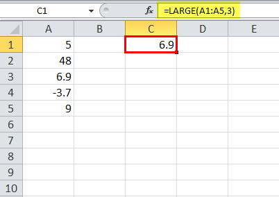 LARGE Function in Excel Example 3