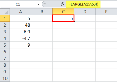LARGE Function in Excel Example 4