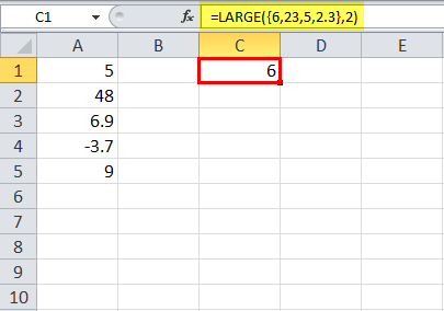 LARGE Function in Excel Example 6