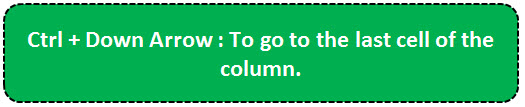 TOP 20 excel shortcuts - To go to last cell of the Row or Column