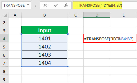 TRANSPOSE Function Example 3-2