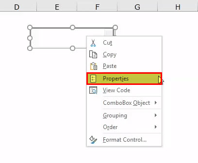 Right-click on the combo box and select properties
