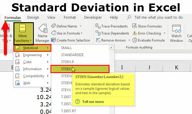 Standard Deviation In Excel How To Use Stdev S Formula In Excel