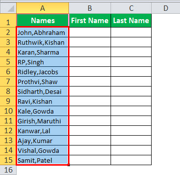 Text to Columns in Excel example 1-1