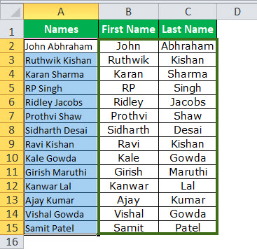 Text to Columns in Excel example 1-6