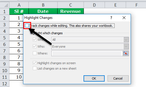Track Changes in excel example 3