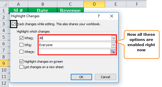 Track Changes in excel example 4