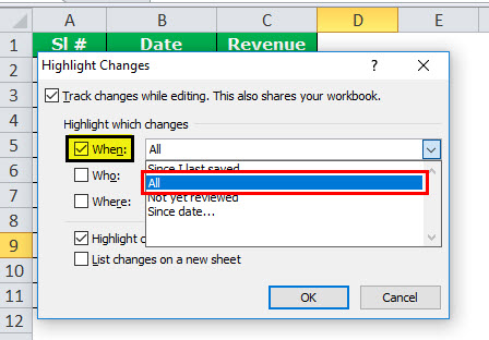 Track Changes in excel example 5