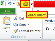 Quick Access Toolbar - Auto Format