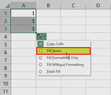 AutoFill in Excel - Example 1 (Fill Series)