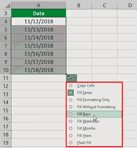 AutoFill in Excel - Example 3-3