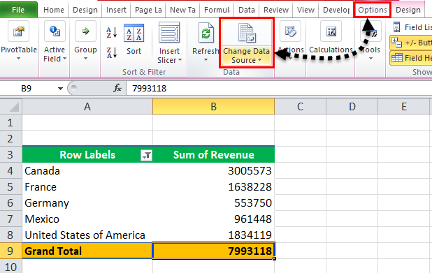 Refresh Pivot Table in Excel step 1-3..