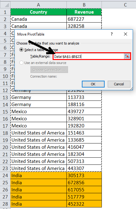 Refresh Pivot Table in Excel step 1-4