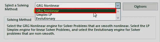 Solver in Excel - step 8