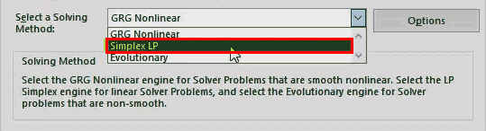 Solver in Excel - step 9