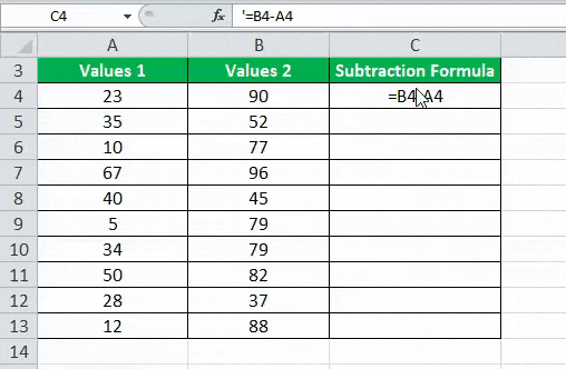 Subtraction Formula Example 1-2