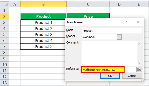 Using OFFSET Function example 1-5