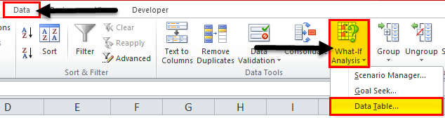 one variable data in excel step 5