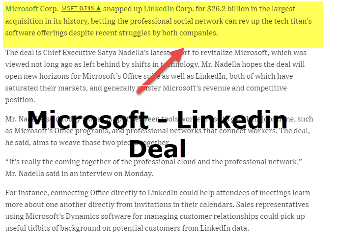 Acquisition Premium Deal Example