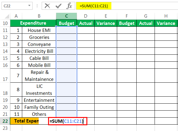 Budget Example 1-5