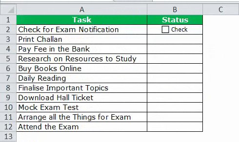 Check list in Excel Example 1-2