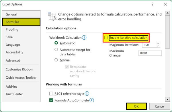 Circular References in Excel - FAQ 3 - Step 4