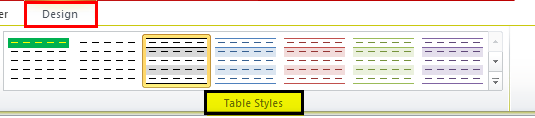 Default Table Style step 2