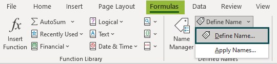 Dynamic Table in Excel - Define name