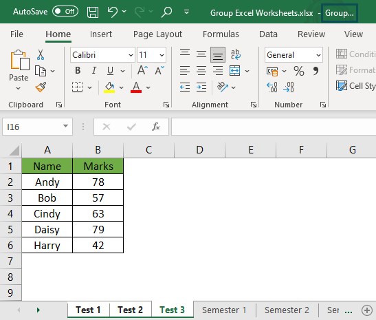 Group Excel Worksheet Intro - Output
