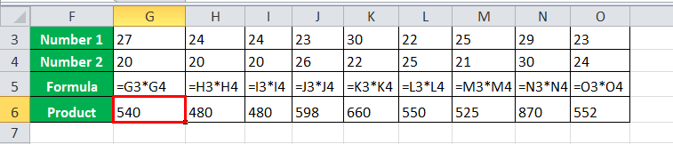 Multiply Rows in Excel Example 2-2