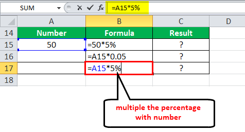 Percentage in Excel example 5-1