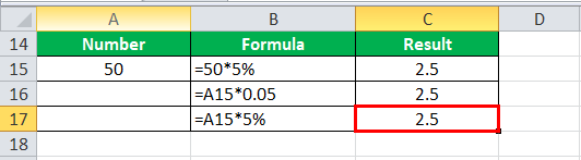 Percentage in Excel example 5-2